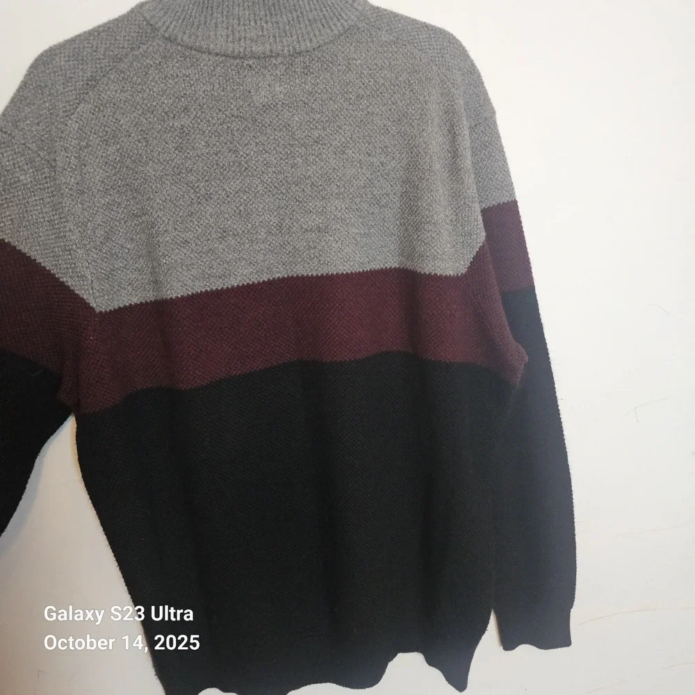 Dockers 1/4 Zip Knit Sweater Mens Size 2XL XXL Gray Red‎ Black Colorblock